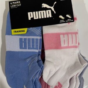 Puma Blue and Pink Athletic Socks Low Cut